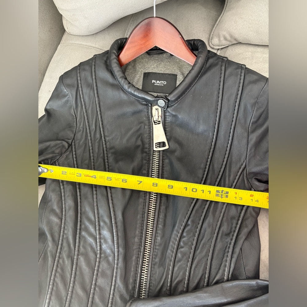 Sandro Style Punto Leather Jacket Black Size US 6-8 Italian Brand PUNTO Leather - Picture 13 of 16